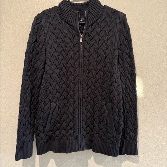 Lands' End Sweaters - Lands' End  Black Zip-Up Sweater. PTP 21-23”Length 27”